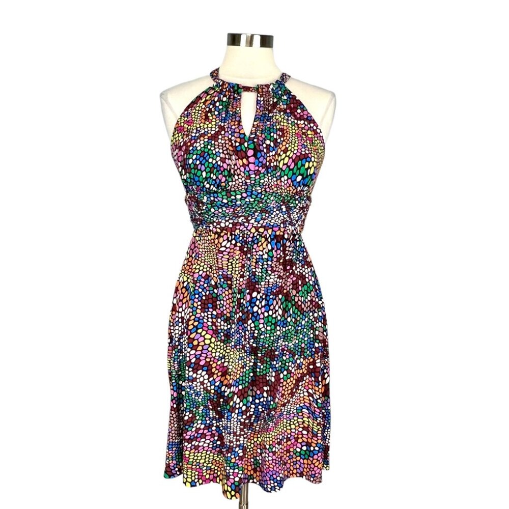 Suzi Chin for Maggy Boutique Womens Multicolor Polka Dot Halter Dress size 4